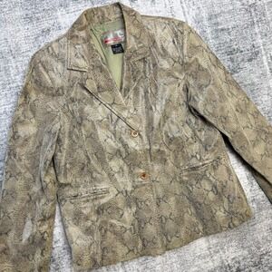 Brandon‎ Thomas Leather Jacket Womens XL Snakeskin Blazer Y2K 90s Edgy Luxury